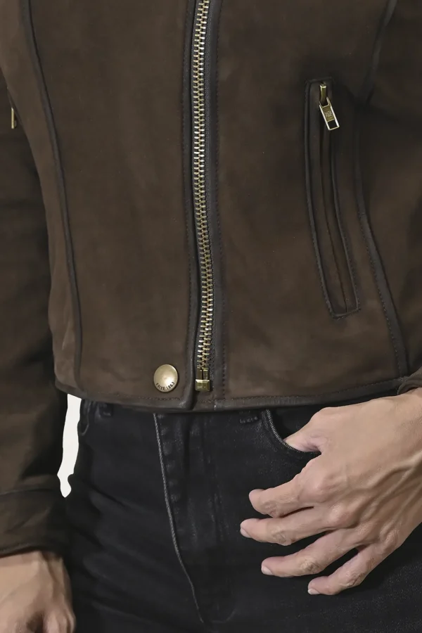Frye Biker-racer Leather Jacket Dark Brown Outlet