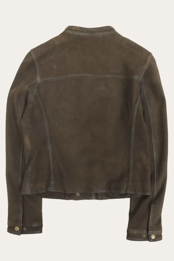 Frye Biker-racer Leather Jacket Dark Brown Outlet