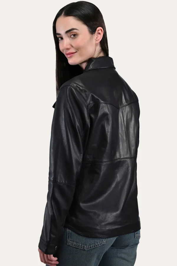 Frye Leather Shirt Black Cheap