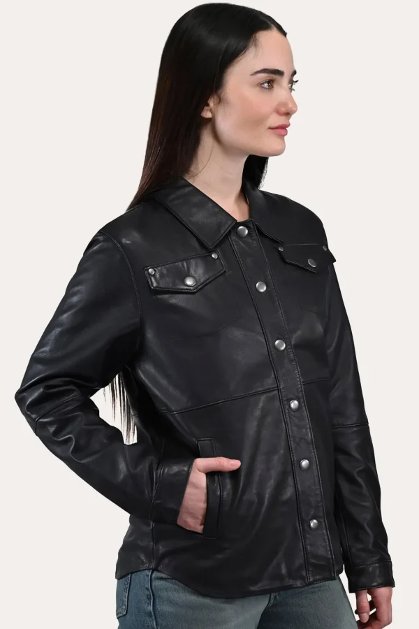 Frye Leather Shirt Black Cheap