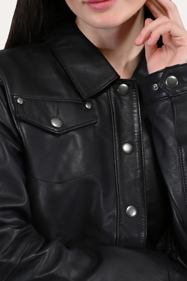 Frye Leather Shirt Black Cheap