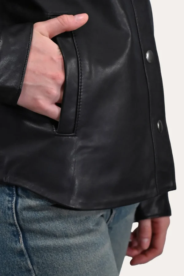 Frye Leather Shirt Black Cheap