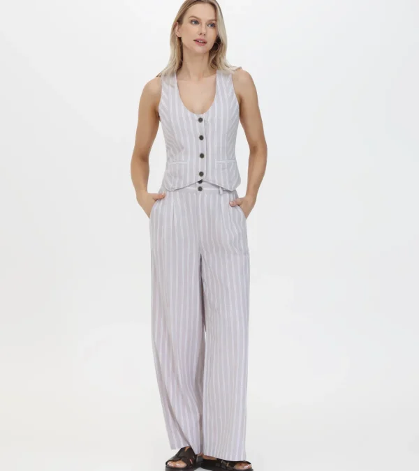 Frye Linen Striped Wide Leg Pant Natural Sand Stripe Shop