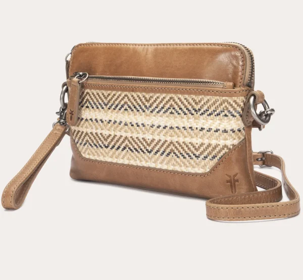 Frye Melissa Straw Crossbody Wristlet Beige Online