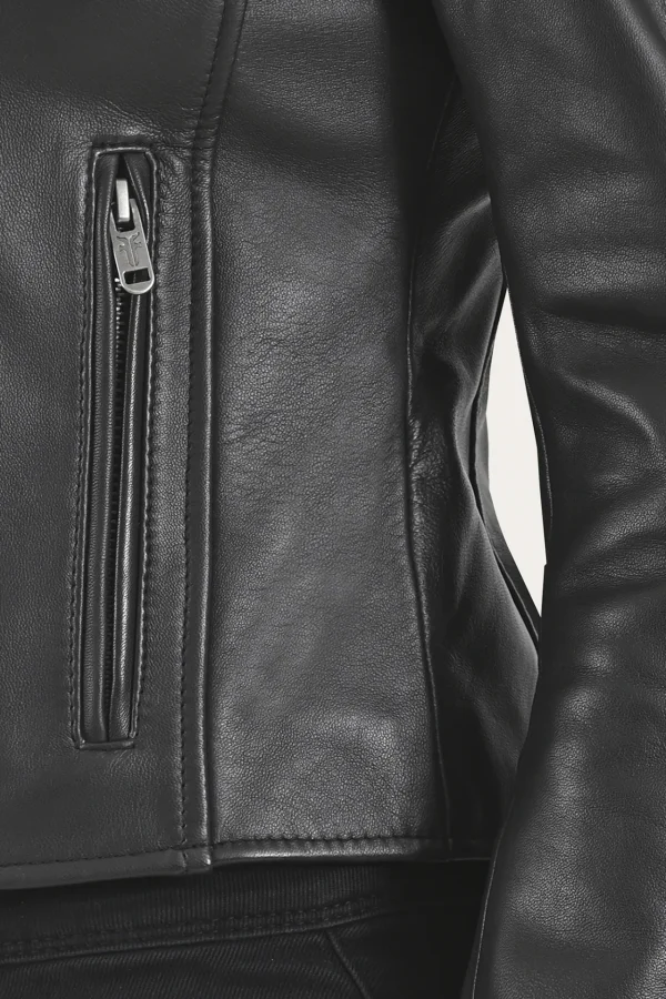 Frye Modern Biker-racer Leather Jacket Black Fashion